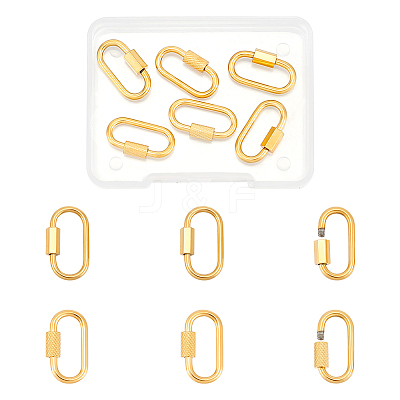 6Pcs 2 Colors 304 Stainless Steel Screw Carabiner Lock Charms FIND-UN0003-51A-1