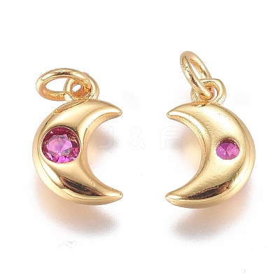 Brass Micro Pave Cubic Zirconia Charms ZIRC-G168-56G-1