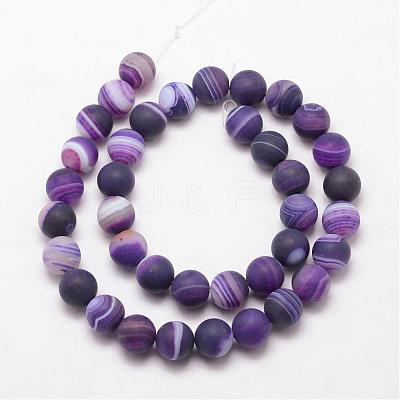 Natural Striped Agate/Banded Agate Bead Strands G-K166-12-8mm-02-1