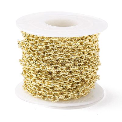 Rack Plating Brass Textured Cable Chains CHC-B021-01G-1