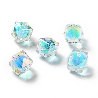 Two Tone UV Plating Rainbow Iridescent Acrylic Beads LS-TACR-D010-02A-1