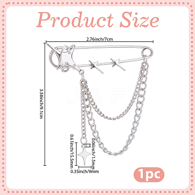 1Pc Star Alloy Hanging Chain Brooches JEWB-BM0001-05-1