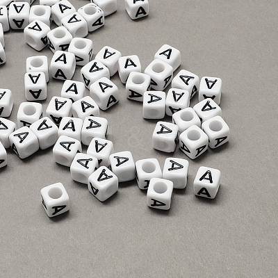 Large Hole Acrylic Letter European Beads LS-X-SACR-Q103-6mm-01A-1