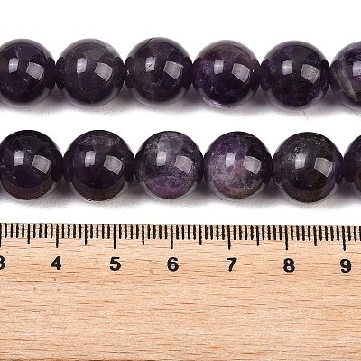 Natural Amethyst Round Bead Strands G-L170-12mm-02-1