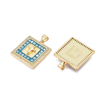 Brass Micro Pave Clear Cubic Zirconia Pendants KK-N254-216G-C-1