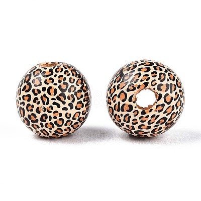 Printed Schima Wood Beads WOOD-N017-01D-1