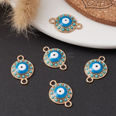 Alloy Connector Charms with Enamel and Synthetic Turquoise FIND-YW0003-53-1