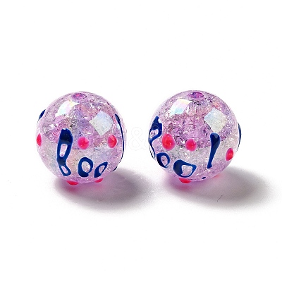AB Color Transparent Crackle Acrylic Round Beads OACR-A013-04C-1