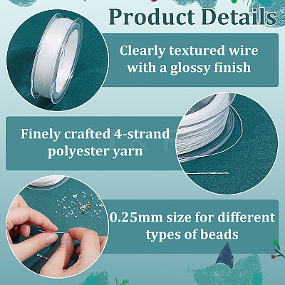 10M 1 Roll Polyester Beading Threads for Seed Beads OCOR-WH0082-348-1