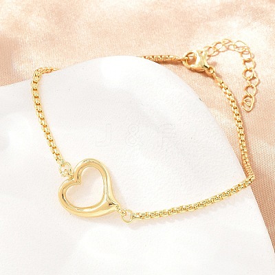Brass Heart Link Bracelets for Women KK-CBA68DA-02-1