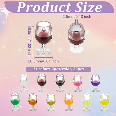 22Pcs 11 Colors Transparent Resin Pendants RESI-OC0001-61-1