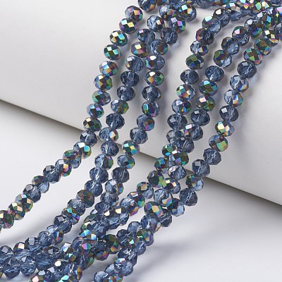 Electroplate Transparent Glass Beads Strands EGLA-A034-T8mm-Q14-1