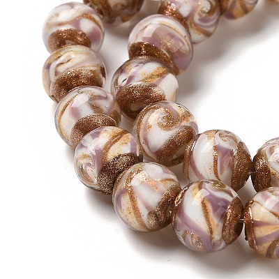 Gold Sand Lampwork Beads Strands LAMP-E036-06A-1