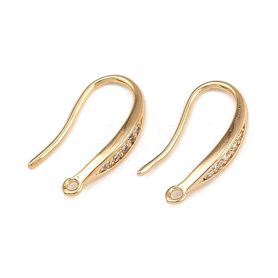 Brass Micro Pave Clear Cubic Zirconia Earring Hooks KK-F910-24G-1