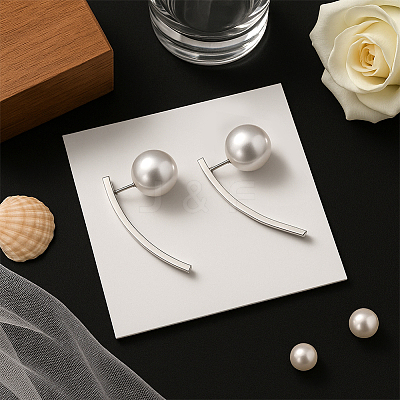 4 Pairs 2 Colors Iron Round Stud Earrings EJEW-HY0001-57-1