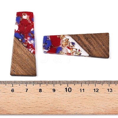 Opaque Resin & Walnut Wood Pendants RESI-T058-04G-1