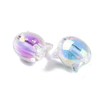 UV Plating Rainbow Iridescent Acrylic Beads OACR-H112-15A-1
