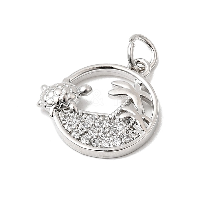 Brass Micro Pave Cubic Zirconia Pendants KK-P343-01A-P-1