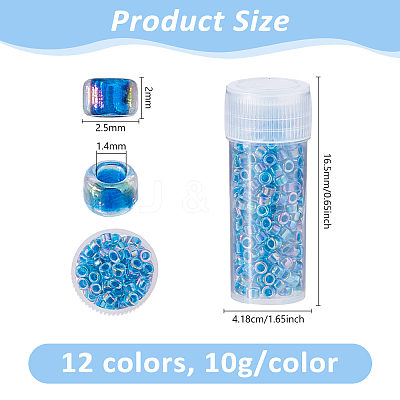 120G 12 Colors Glass Seed Beads SEED-DC0001-24-1