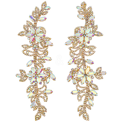 Brass Rhinestone Cloth Patches PATC-WH0031-003G-01-1