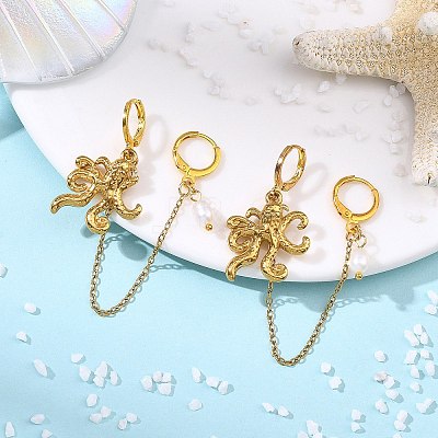 304 Stainless Steel Pendants & Natural Cultured Freshwater Pearl Leverback Earrings EJEW-JE07259-01-1