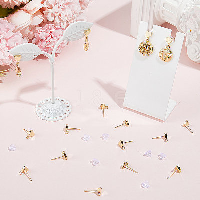 Brass Stud Earring Findings KK-BBC0028-29B-1