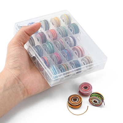 25 Rolls 25 Colors Round Segment Dyed Waxed Polyester Thread String YC-YW0001-02C-1