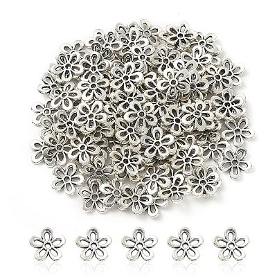 5-Petal Tibetan Style Alloy Flower Bead Caps TIBEB-YW0001-06-1