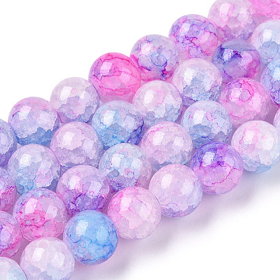Baking Paint Crackle Glass Bead Strands DGLA-Q023-8mm-YS55-1