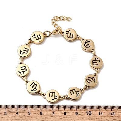 12 Constellations 304 Stainless Steel Link Chain Bracelets BJEW-I239-01G-01-1