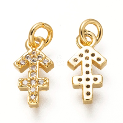 Brass Micro Pave Clear Cubic Zirconia Pendants ZIRC-P081-G08-RS-1