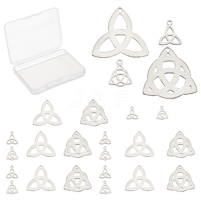 24Pcs 4 Style 304 Stainless Steel Pendants STAS-SC0003-59-1