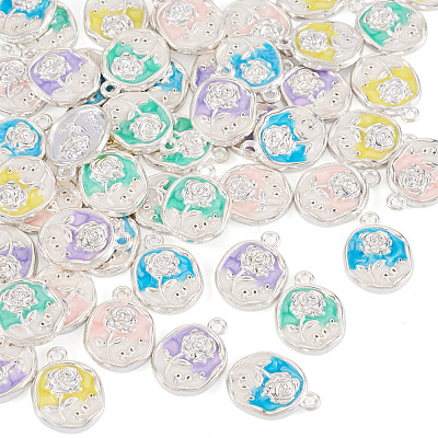 50Pcs 5 Colors Alloy Pendants ENAM-TA0003-93P-1