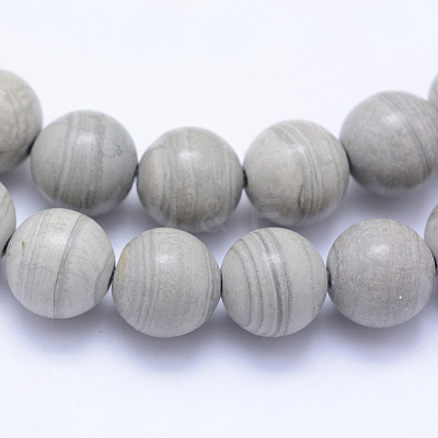 Natural Silver Line Jasper Beads Strands G-F531-10mm-O-1