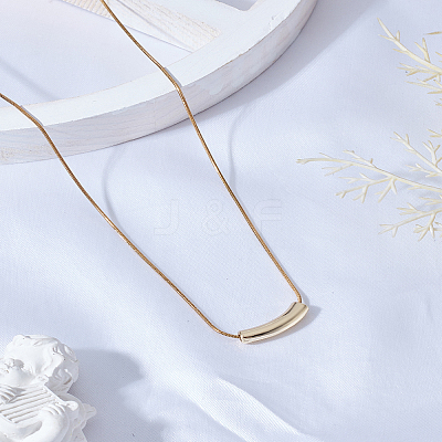 1Pc Zinc Alloy Curved Tube Pendant Necklaces for Women NJEW-LP0004-18-1