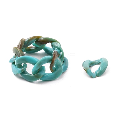 Acrylic Curb Chains Finger Rings RJEW-JR00311-01-1