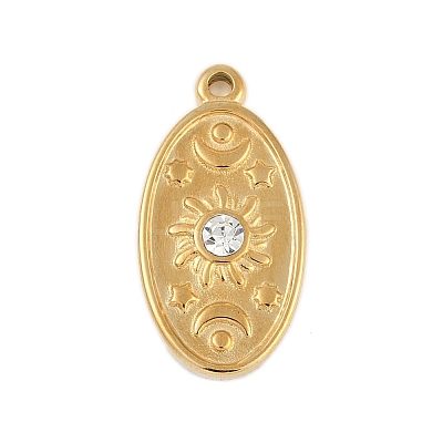 Ion Plating(IP) 304 Stainless Steel Rack Plating Cubic Zirconia Pendants X-STAS-U019-05G-1