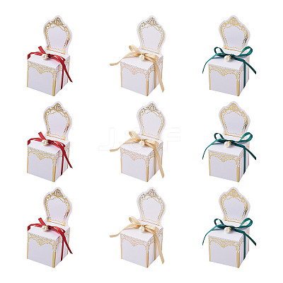 30 Sets 3 Colors Chair Shape Romantic Wedding Candy Box CON-FW0001-01-1