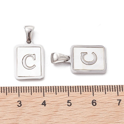 304 Stainless Steel Pave Shell Pendants STAS-G327-01P-C-1