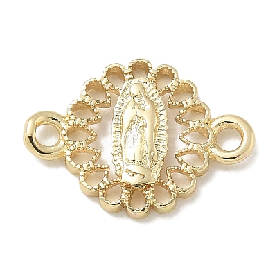 Rack Plating Brass Flat Round Connector Charms KK-L224-095G-01-1