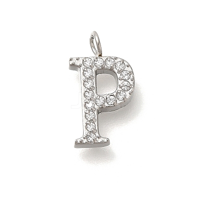 304 Stainless Steel Micro Pave Cubic Zirconia Pendants STAS-H228-06P-P-1