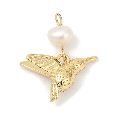 Natural Cultured Freshwater Pearl & Brass Pendants KK-U062-03G-1