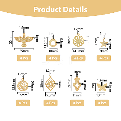 64Pcs 16 Style Rack Plating Brass Pendants KK-FH0006-67-1