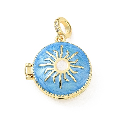 Brass Enamel Photo Locket Pendants KK-A303-19B-G-1