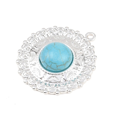 304 Stainless Steel with Synthetic Turquoise Pendants STAS-H253-01D-S-1