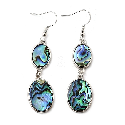Brass Natural Abalone Shell Dangle Earrings EJEW-F388-01A-P-1