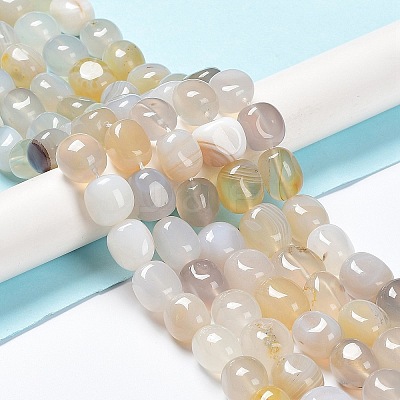 Natural Banded/Striped Agate Beads Strands G-C038-02F-1