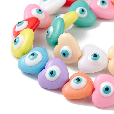 Evil Eye Resin Beads Strands RESI-F040-01-1