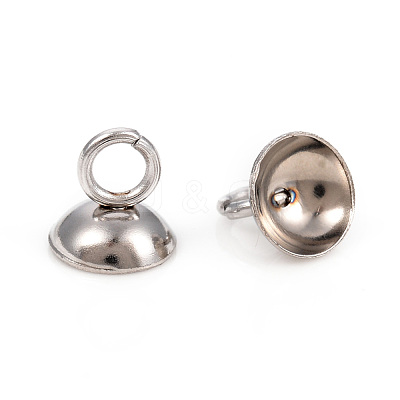 201 Stainless Steel Bead Cap Pendant Bails STAS-L244-27D-P-1