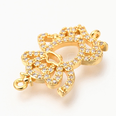 Brass Micro Pave Clear Cubic Zirconia Open Back Bezel Links Connectors ZIRC-J024-13G-1